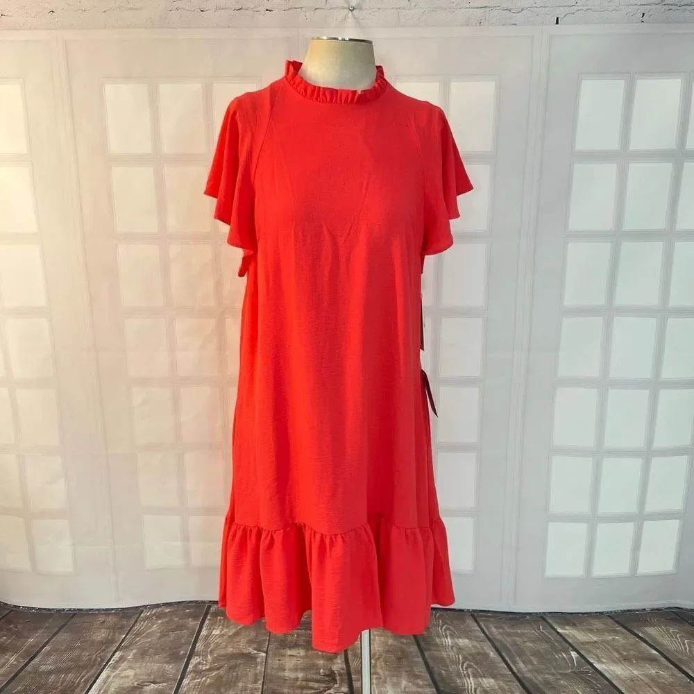 Julia Jordan NWT Nordstrom’s salmon pink ruffle hem midi dress size 12
